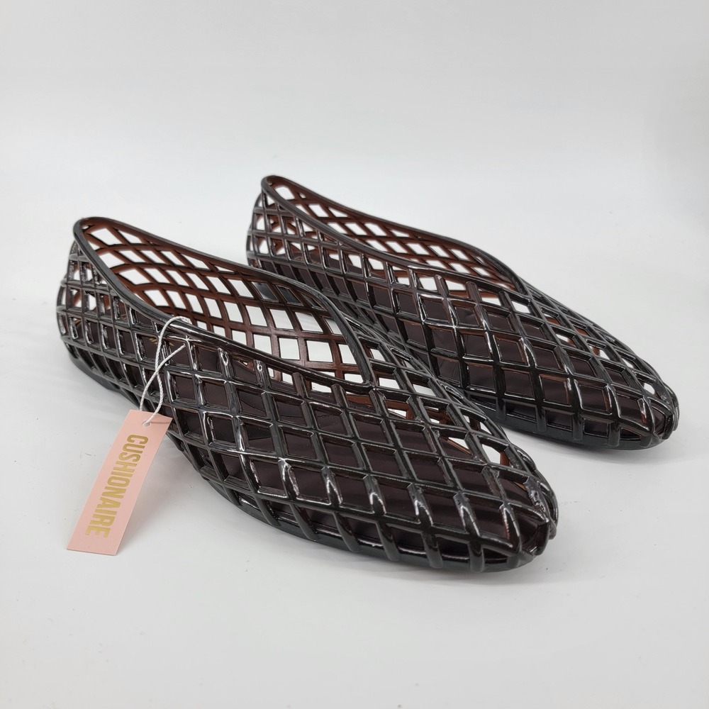 Cushionaire Siesta Flats Women 11 Brown Lattice Pointed Toe Slip On Jelly Shoes